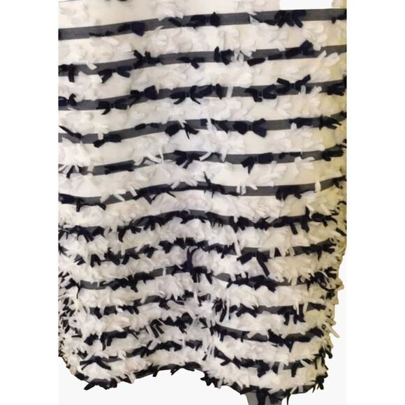 J. McLaughlin Jane Dress Women's Size 10 White Navy Striped Bows at Bottom Sleev - Picture 16 of 16